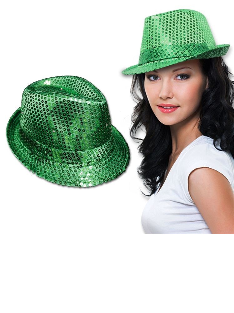 Chapeau paillette vert unisexe ( St-Patrick ou Disco )
